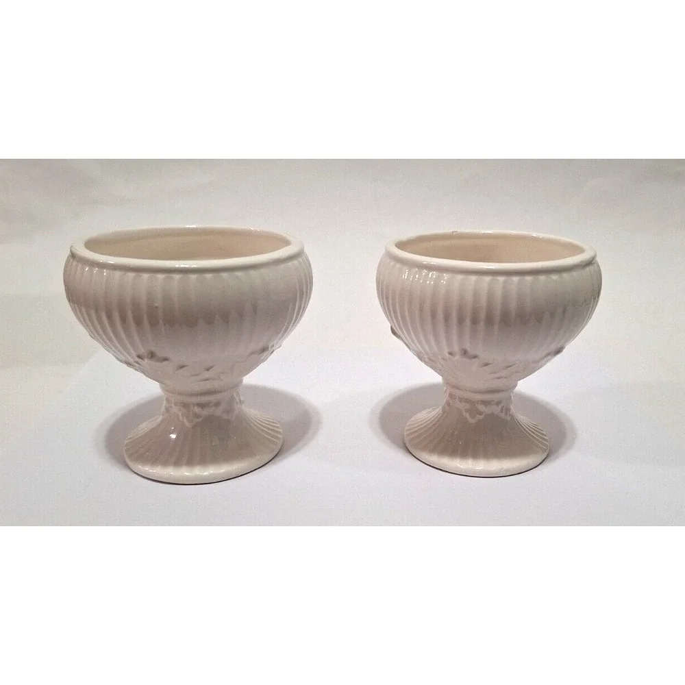 Set of 2 Creamware Footed Napcoware Planters Made Japan Cottage Country Granny